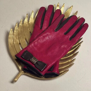 Kate Spade NY ♠️ Leather Colorblock Bow Gloves- M